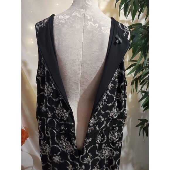 Talbots Floral Flouce Ruffle Sleeveless Midi Dress Plus Size 18W Black Wedding - Picture 7 of 13